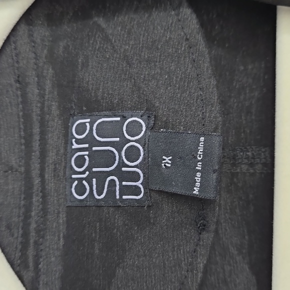 Cira Sun Woo Black Jacket Satin Plus Size Blazer Double Three Button Closure 1X - Picture 6 of 12